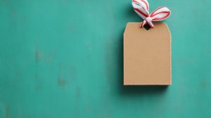 rustic cardboard tag with bow turquoise surface 946823 20551